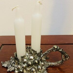 Shabbat candles-Collectible-vintage -Arthur Court design-signed-1998-metal-grape